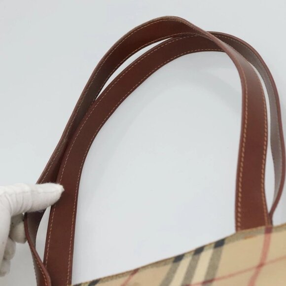 BURBERRY Nova Check Tote Bag PVC Beige Brown Auth 114787 - Picture 9 of 16